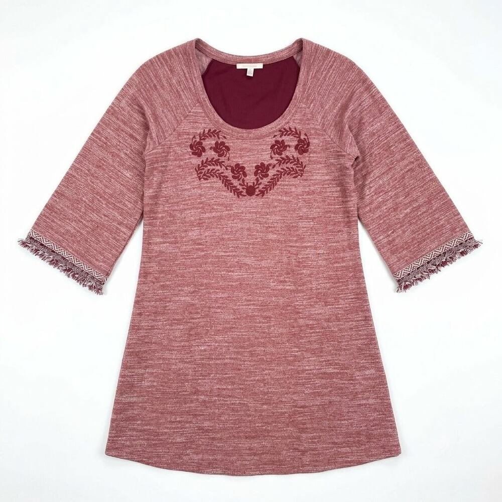 Skies Are Blue Embroidered Dress Reed Fringe Sleeve Stitch Fix Womens Small